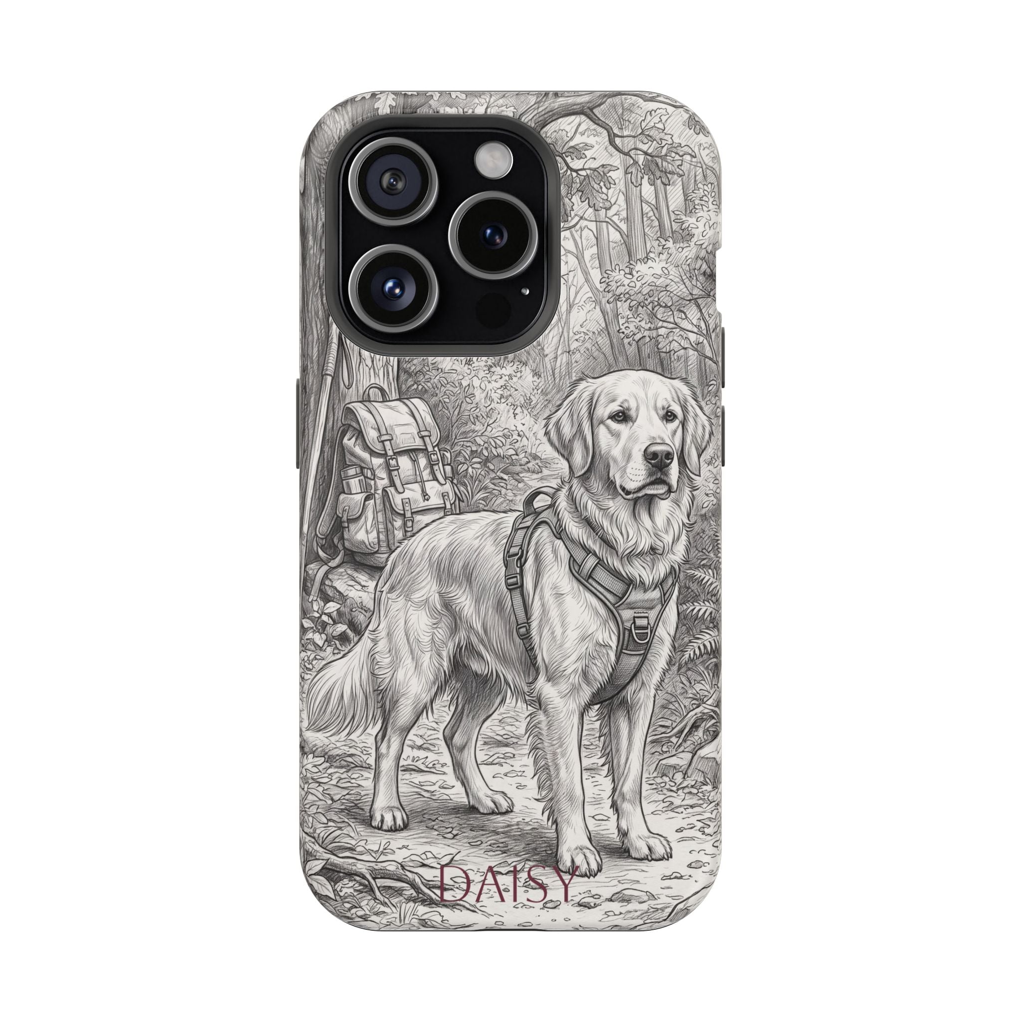 Personalized Golden Retriever Woodland Trail Phone Case — Wireless Charging Cover
