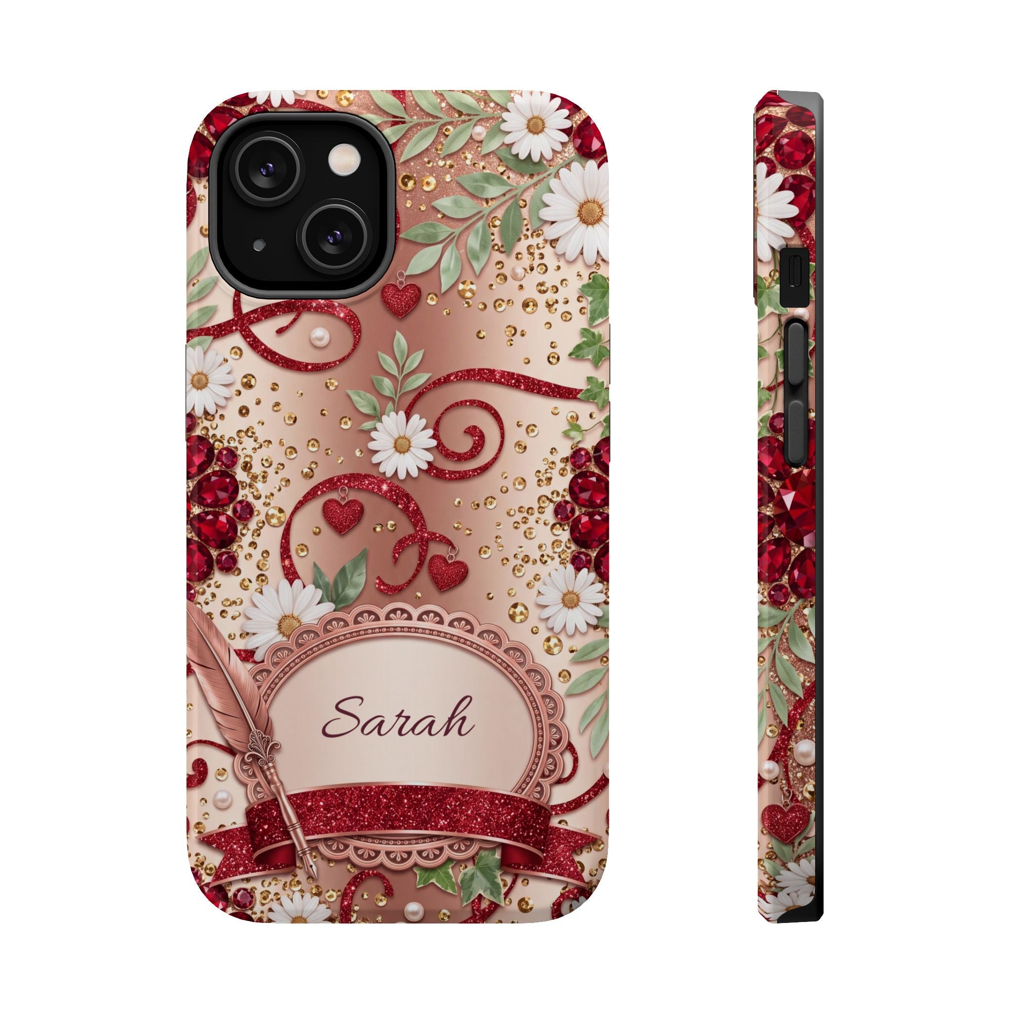 Personalized Vintage Floral Teacher Phone Case — Wireless Charging Cover