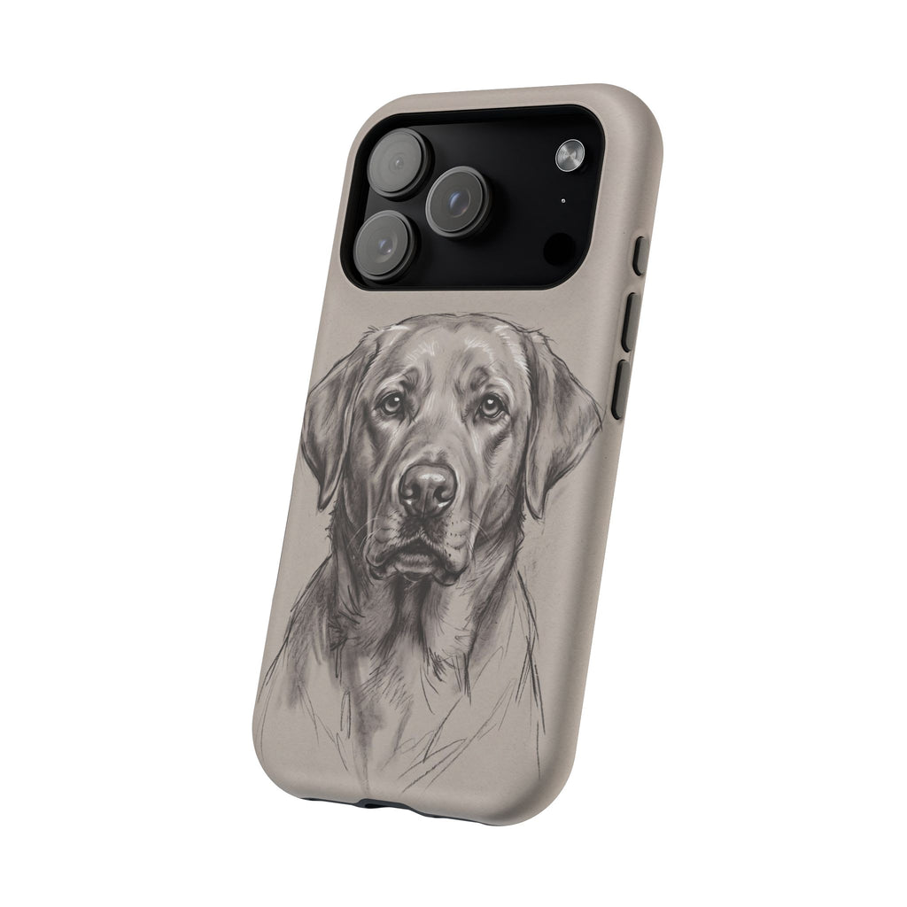Charcoal Sketch Labrador Phone Case — Tough Magnetic Case with Wireless Charging