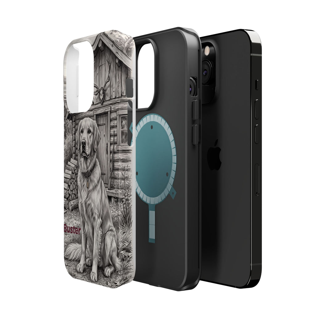 Personalized Golden Retriever Cabin Porch Phone Case — Wireless Charging Cover