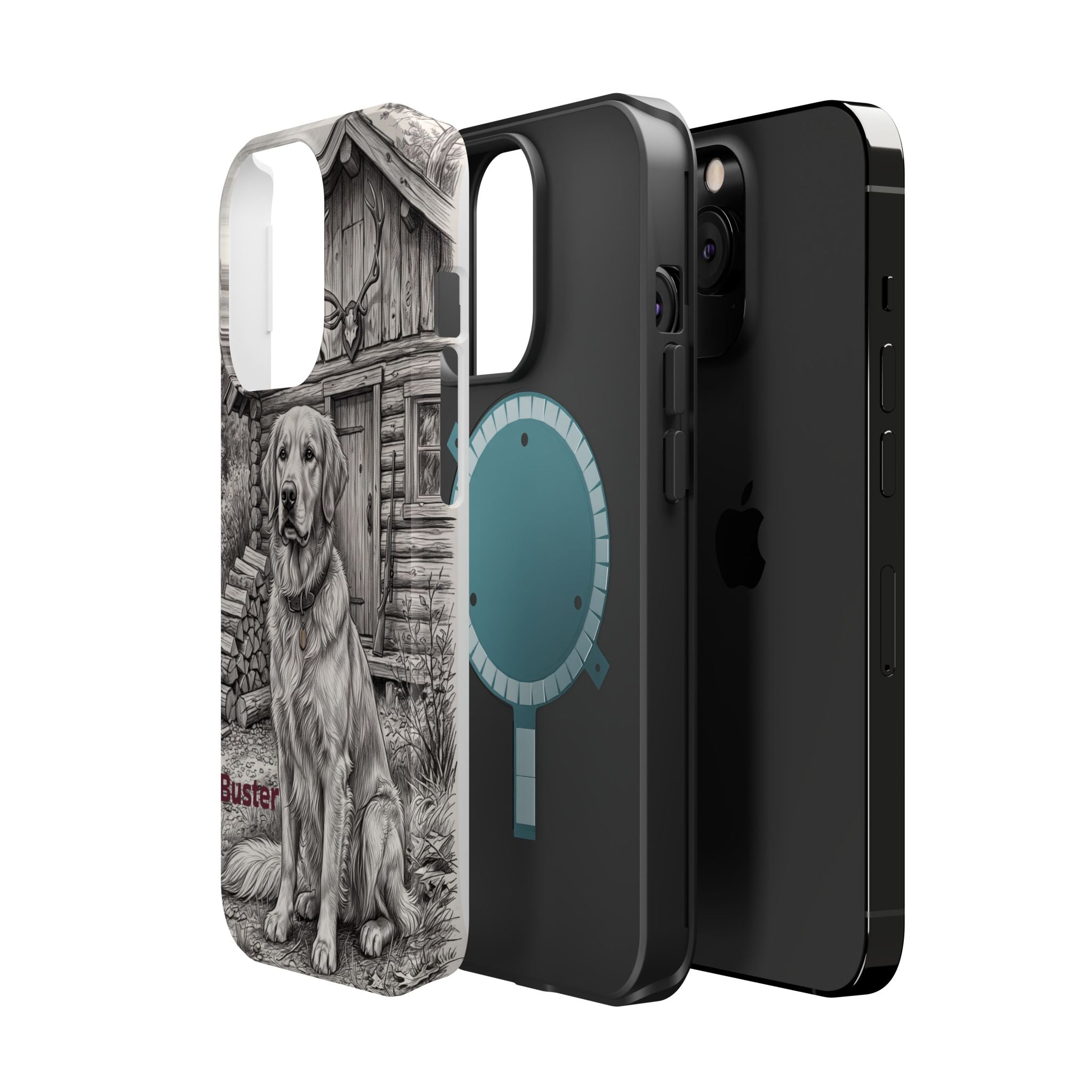 Personalized Golden Retriever Cabin Porch Phone Case — Wireless Charging Cover