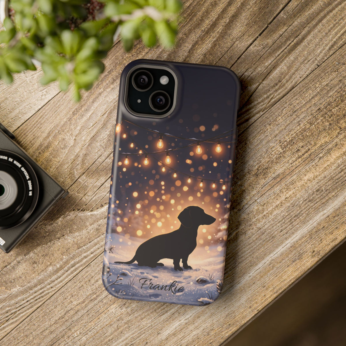Personalized Dachshund Golden Sparks Phone Case — Wireless Charging Cover