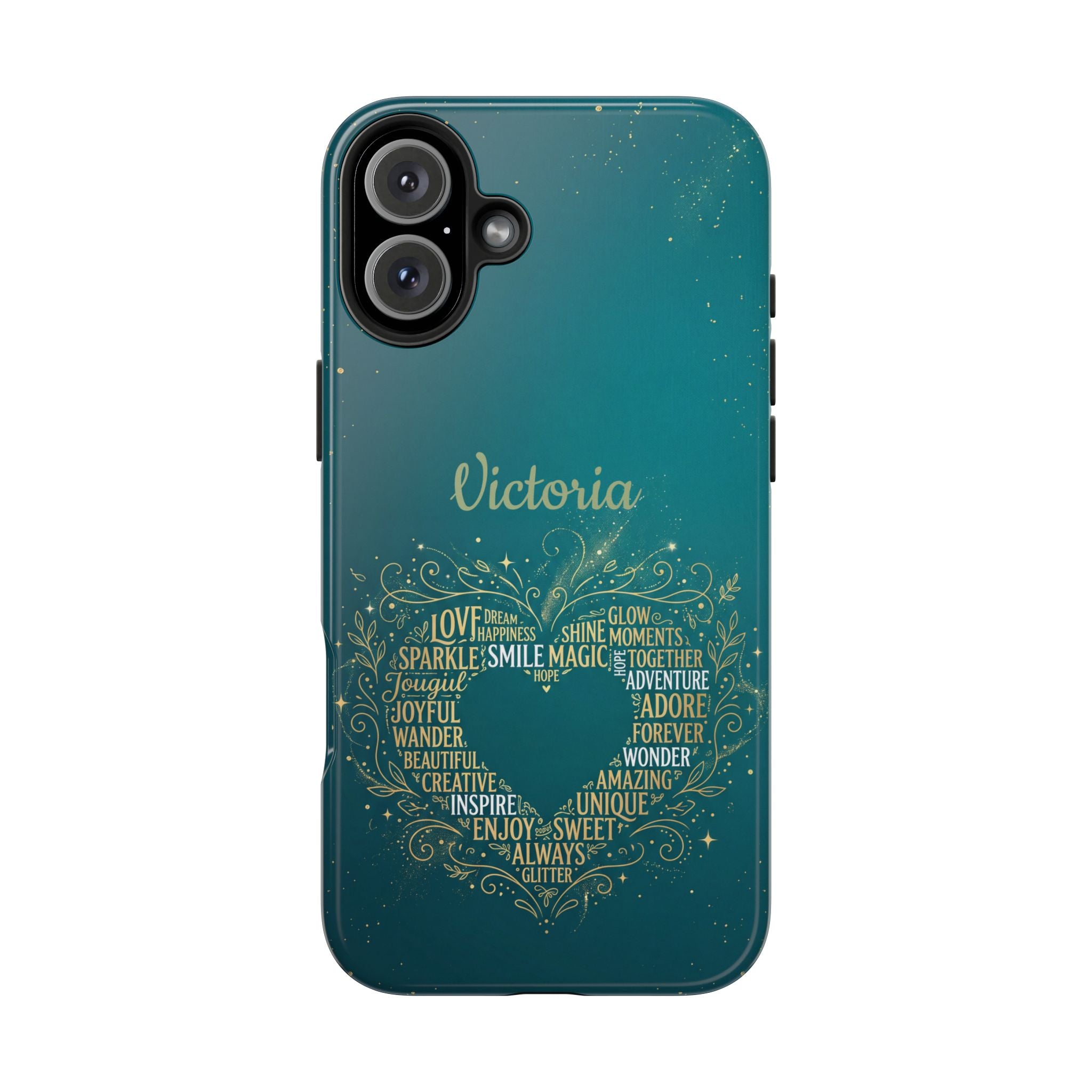 Personalized Teacher Phone Case — Custom Name Heart Word Art Design