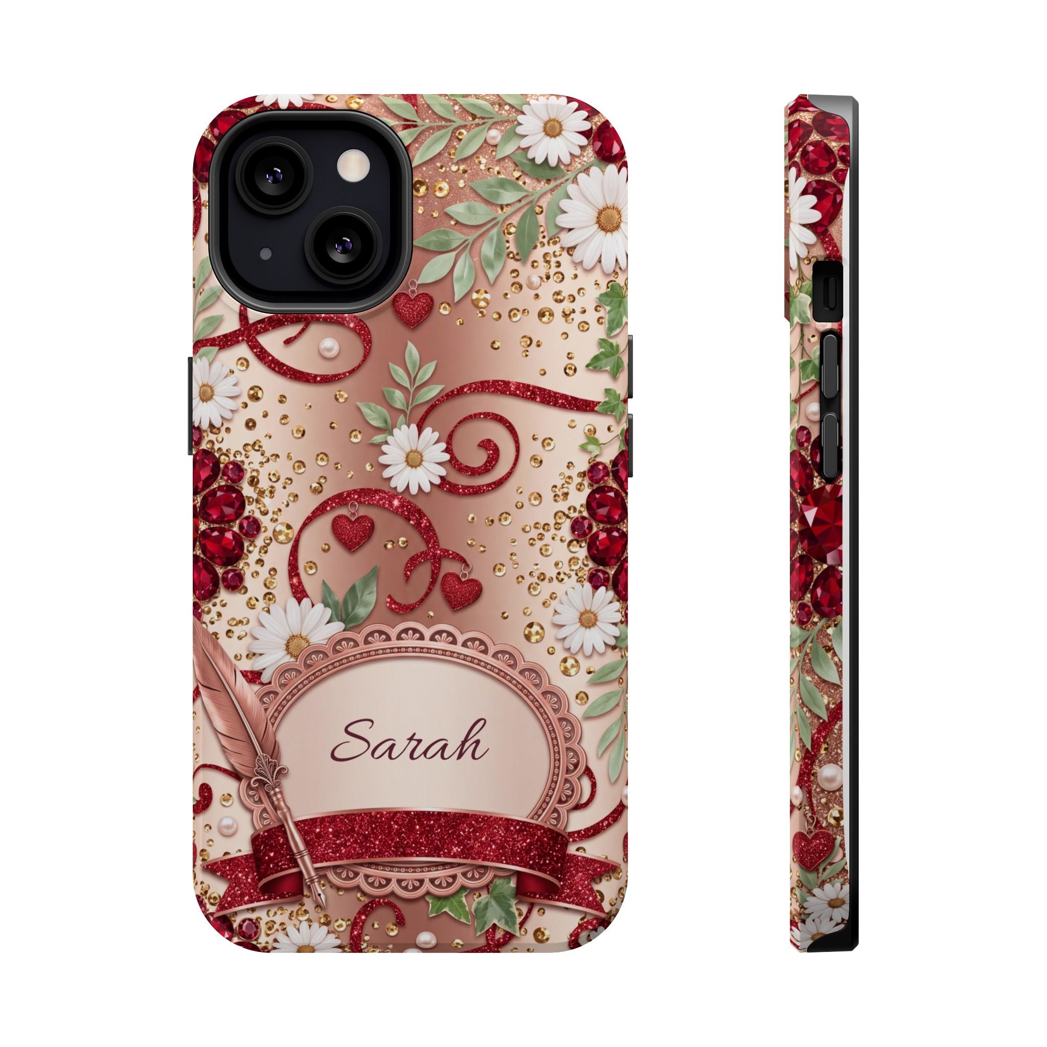 Personalized Vintage Floral Teacher Phone Case — Wireless Charging Cover