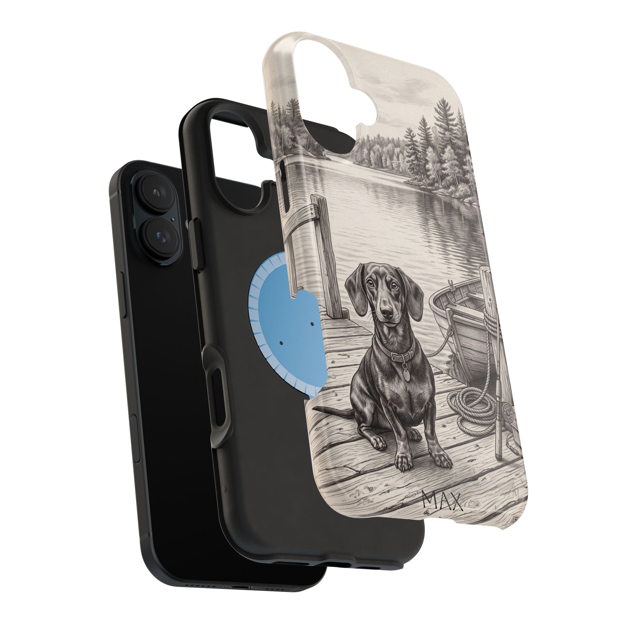 Personalized Dachshund Sunset Beach Phone Case — Wireless Charging Cover