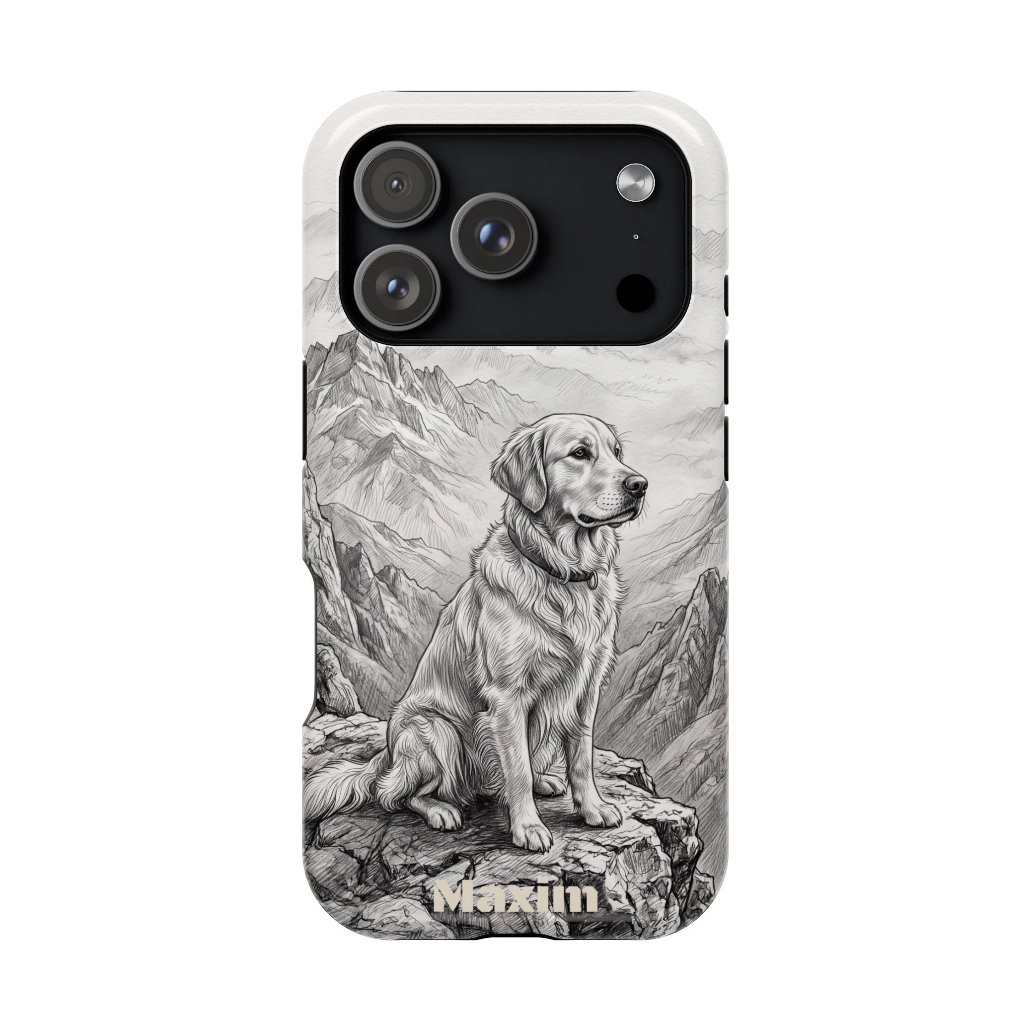 Personalized Golden Retriever Mountain Peak Phone Case — Wireless Charging Cover