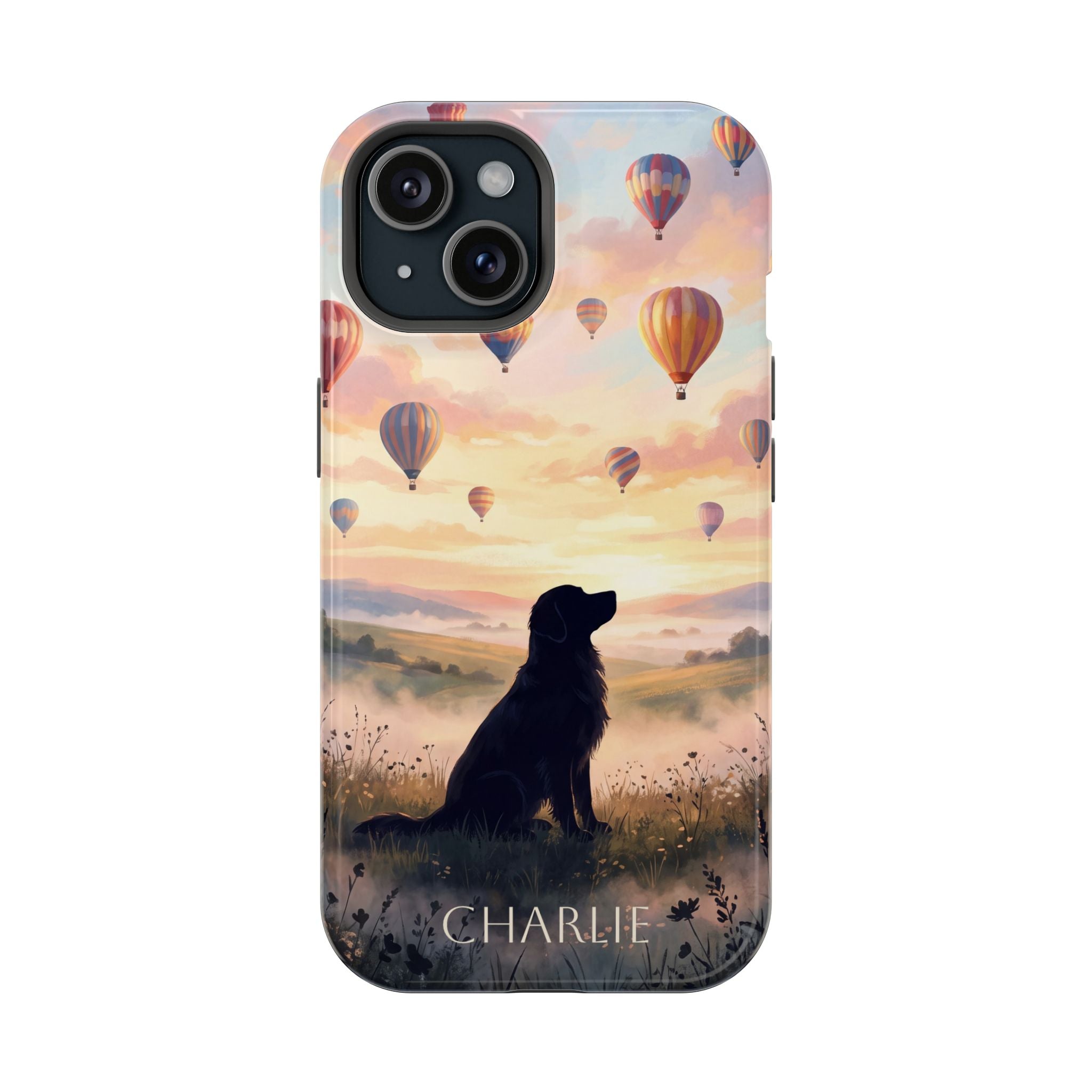 Personalized Golden Retriever Hot Air Balloon Phone Case — Wireless Charging Cover