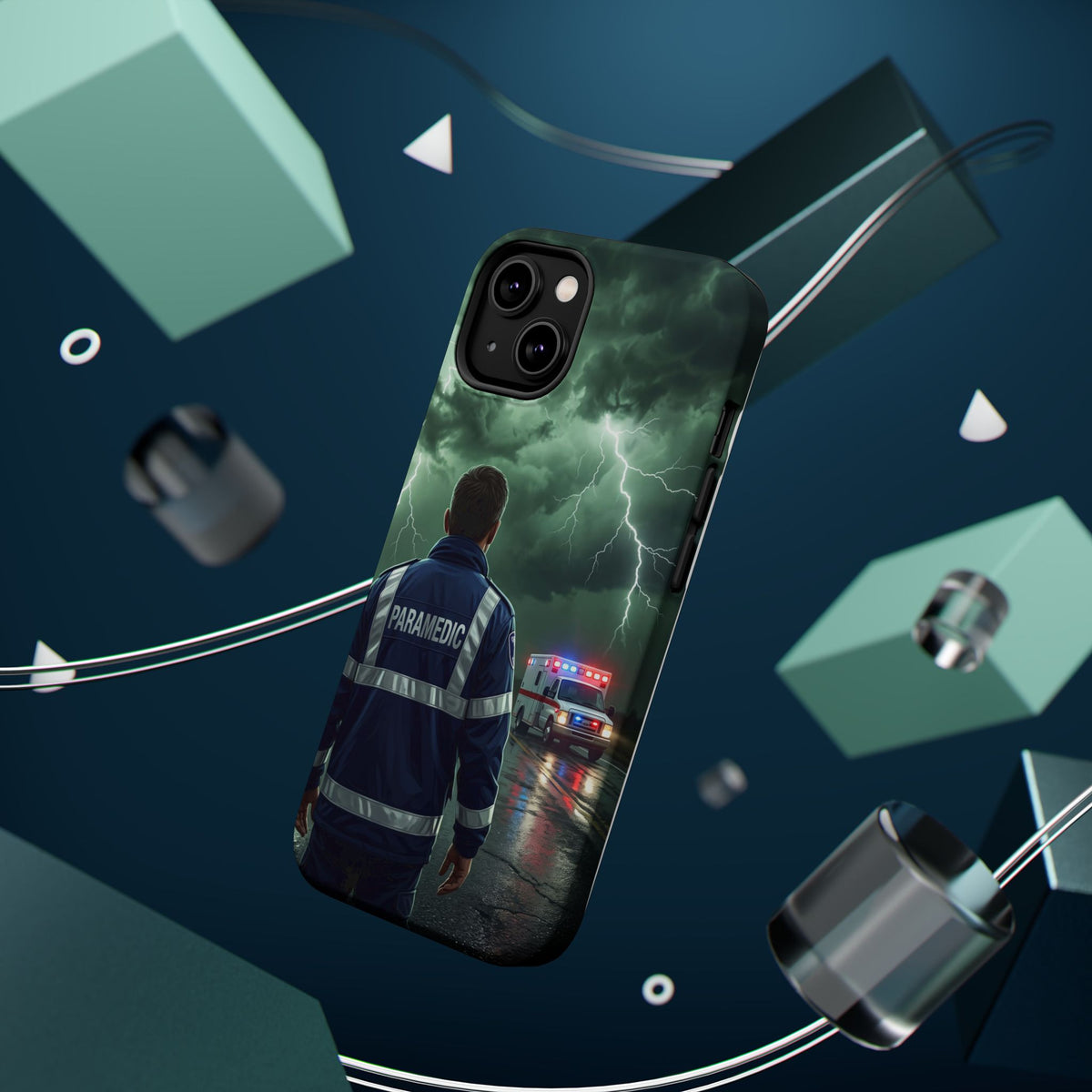 Paramedic Green Storm Phone Case — Magnetic Wireless Charging Cover