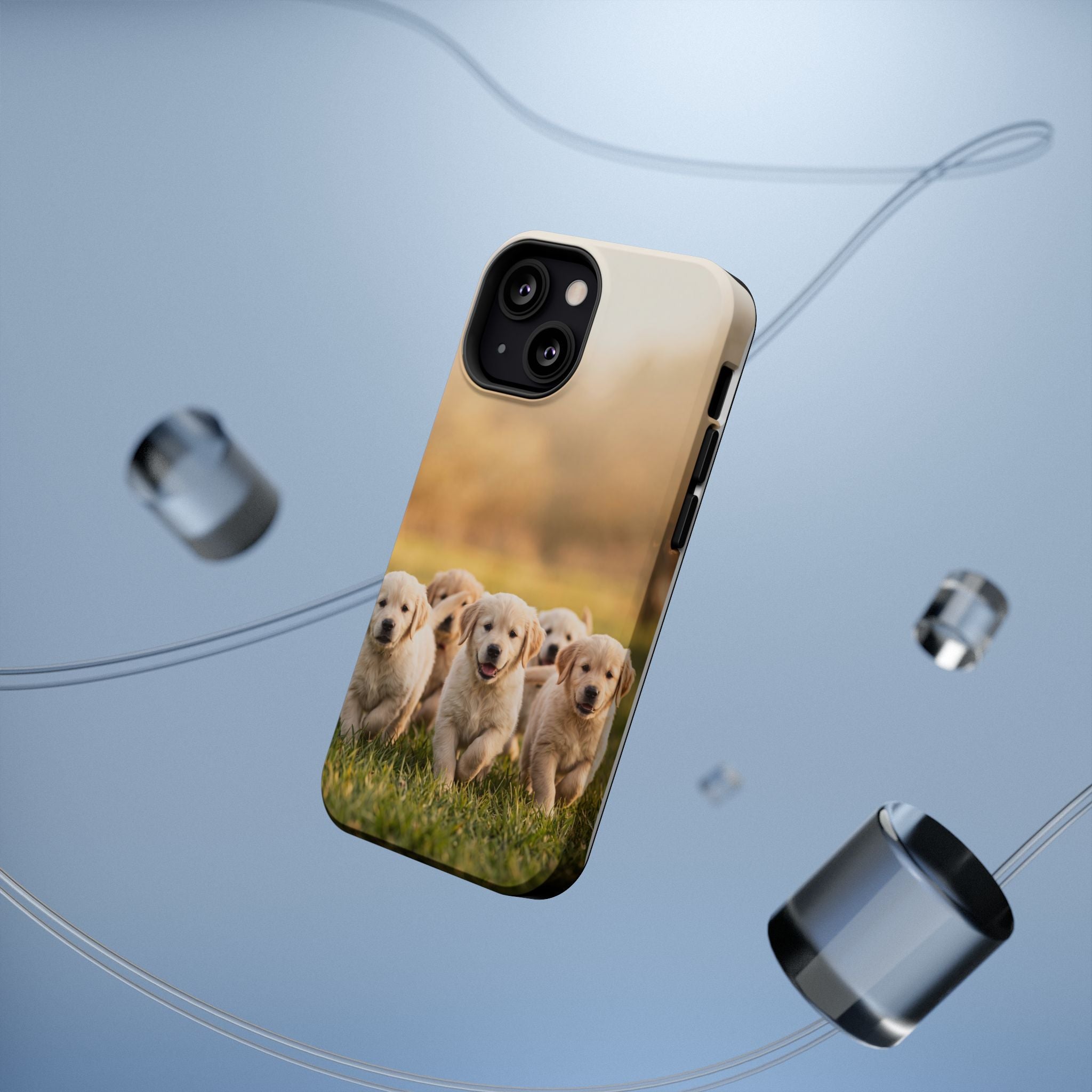 Golden Retriever Puppies Phone Case — Impact-Resistant Wireless Charging Cover