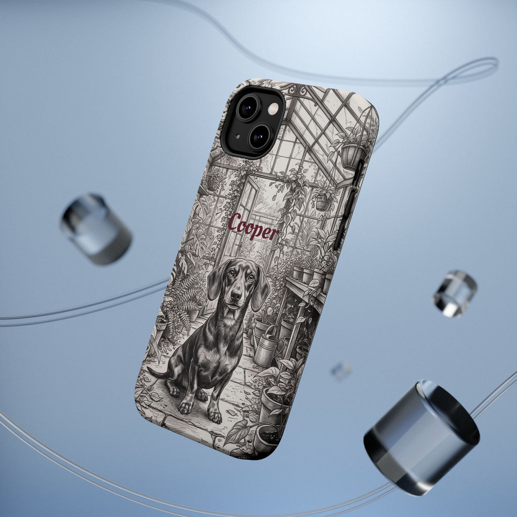 Personalized Dachshund Vintage Greenhouse Phone Case — Wireless Charging Cover