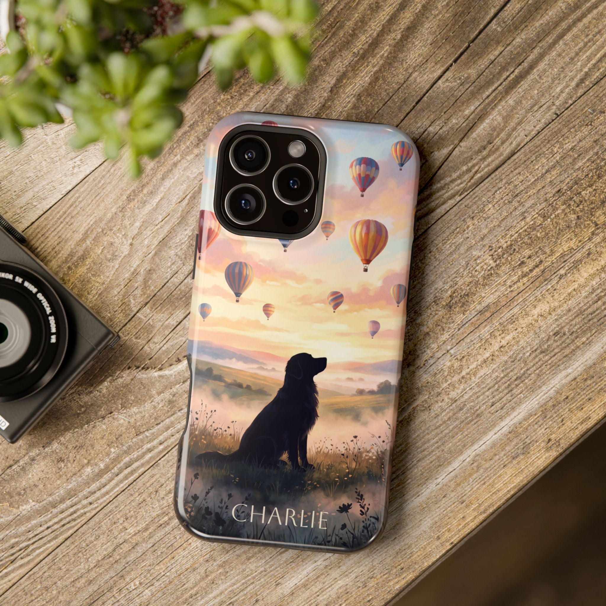 Personalized Golden Retriever Hot Air Balloon Phone Case — Wireless Charging Cover