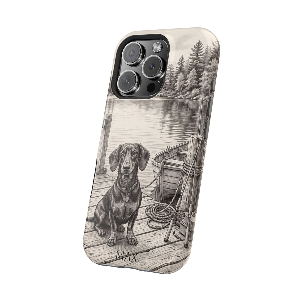 Personalized Dachshund Sunset Beach Phone Case — Wireless Charging Cover