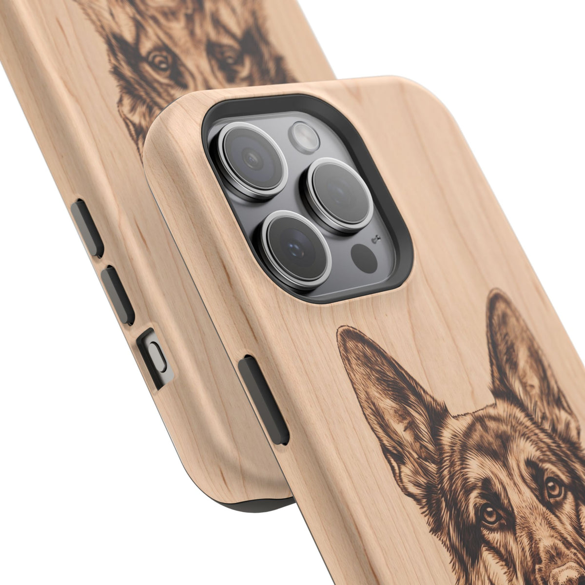 German Shepherd Phone Case | Pyrography Art — Tough Magnetic Case with Wireless Charging