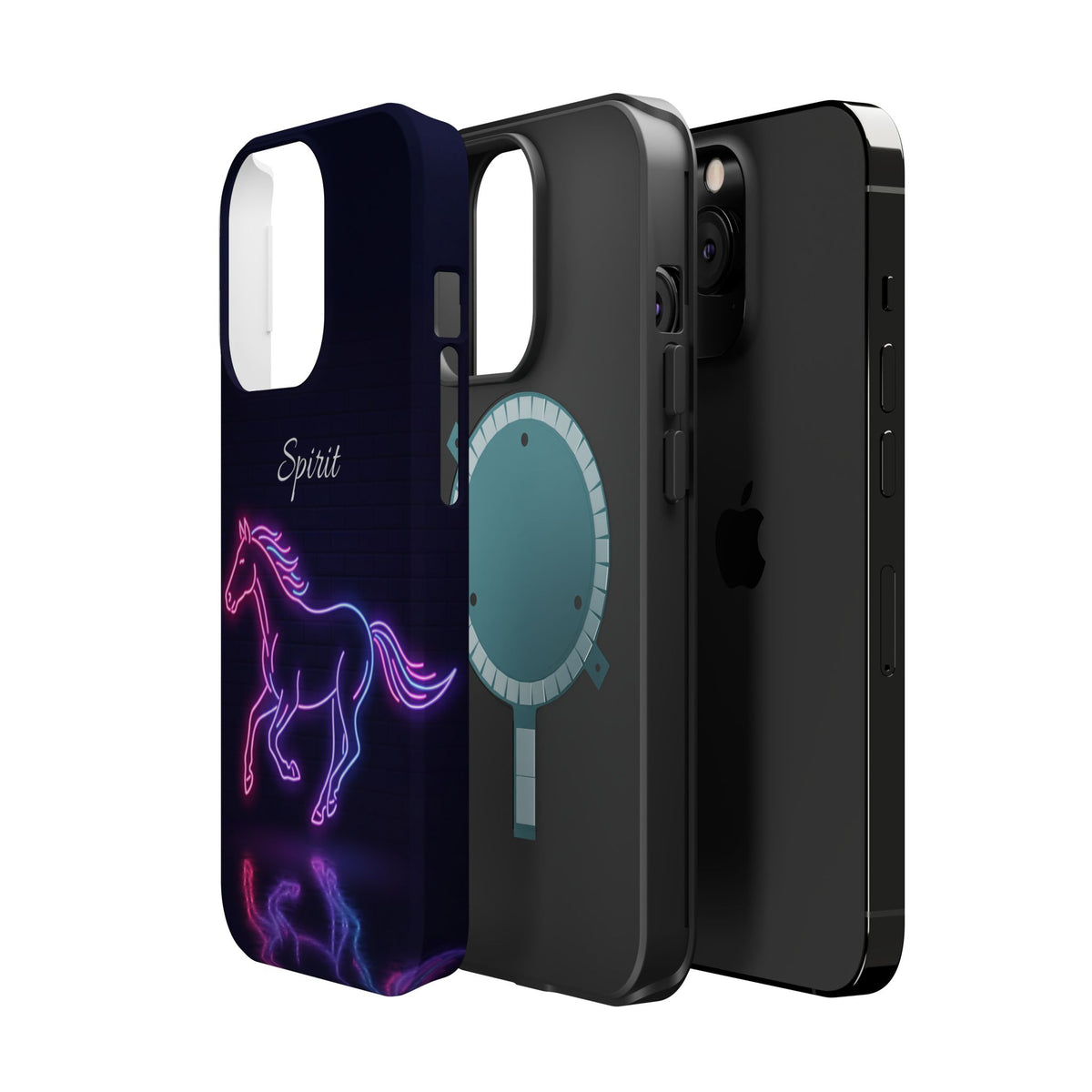 Personalized Neon Glow Horse Phone Case — Tough Magnetic Case with Wireless Charging