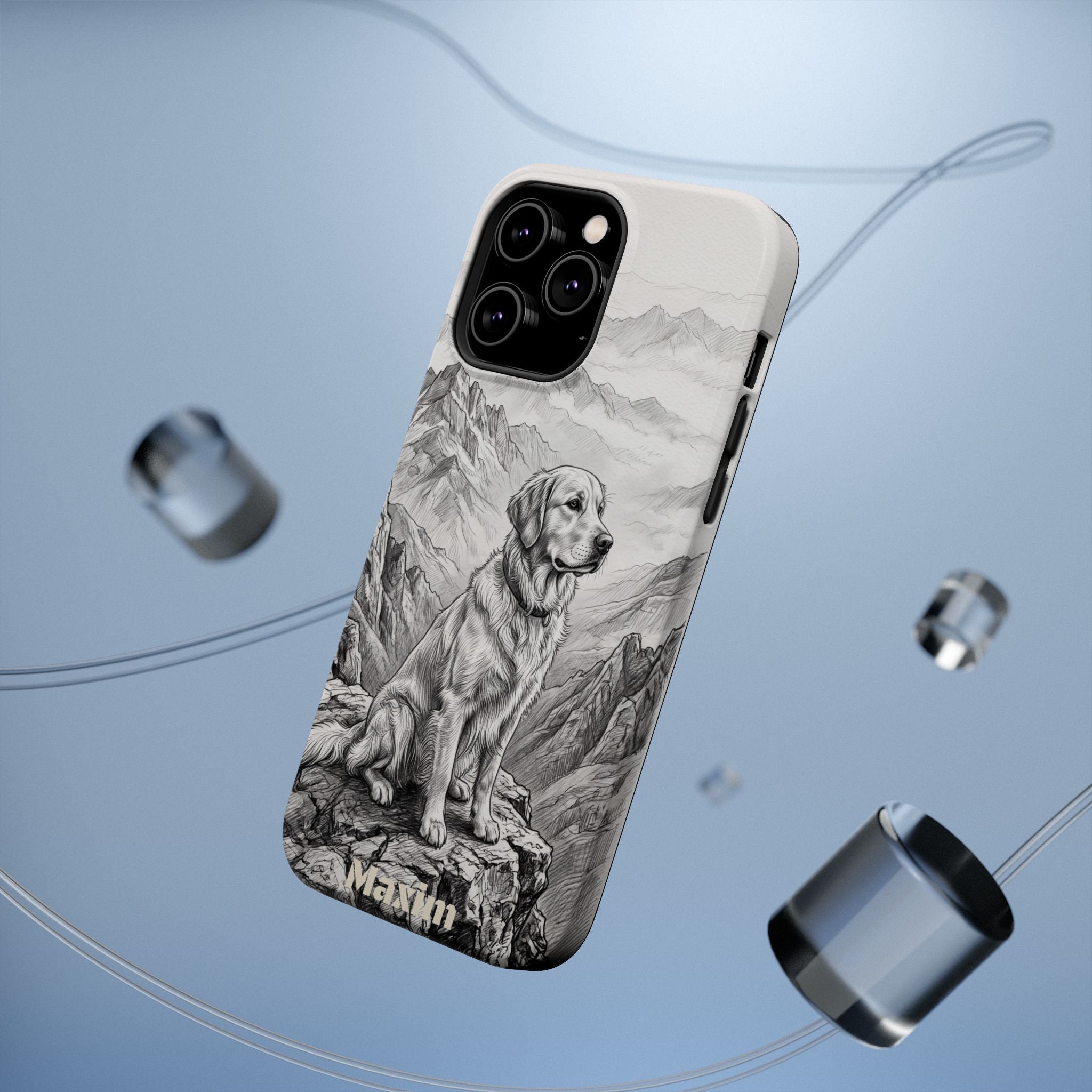 Personalized Golden Retriever Mountain Peak Phone Case — Wireless Charging Cover