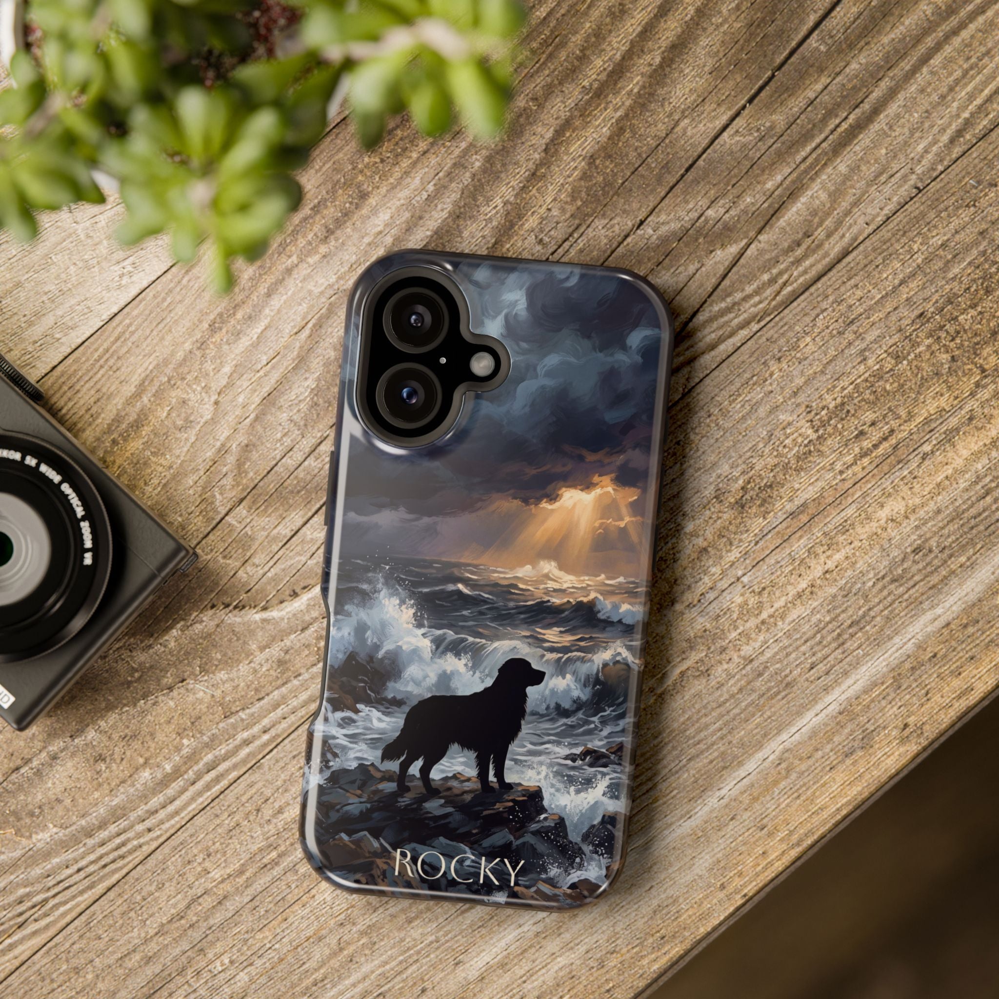 Personalized Golden Retriever Stormy Sea Phone Case — Wireless Charging Cover