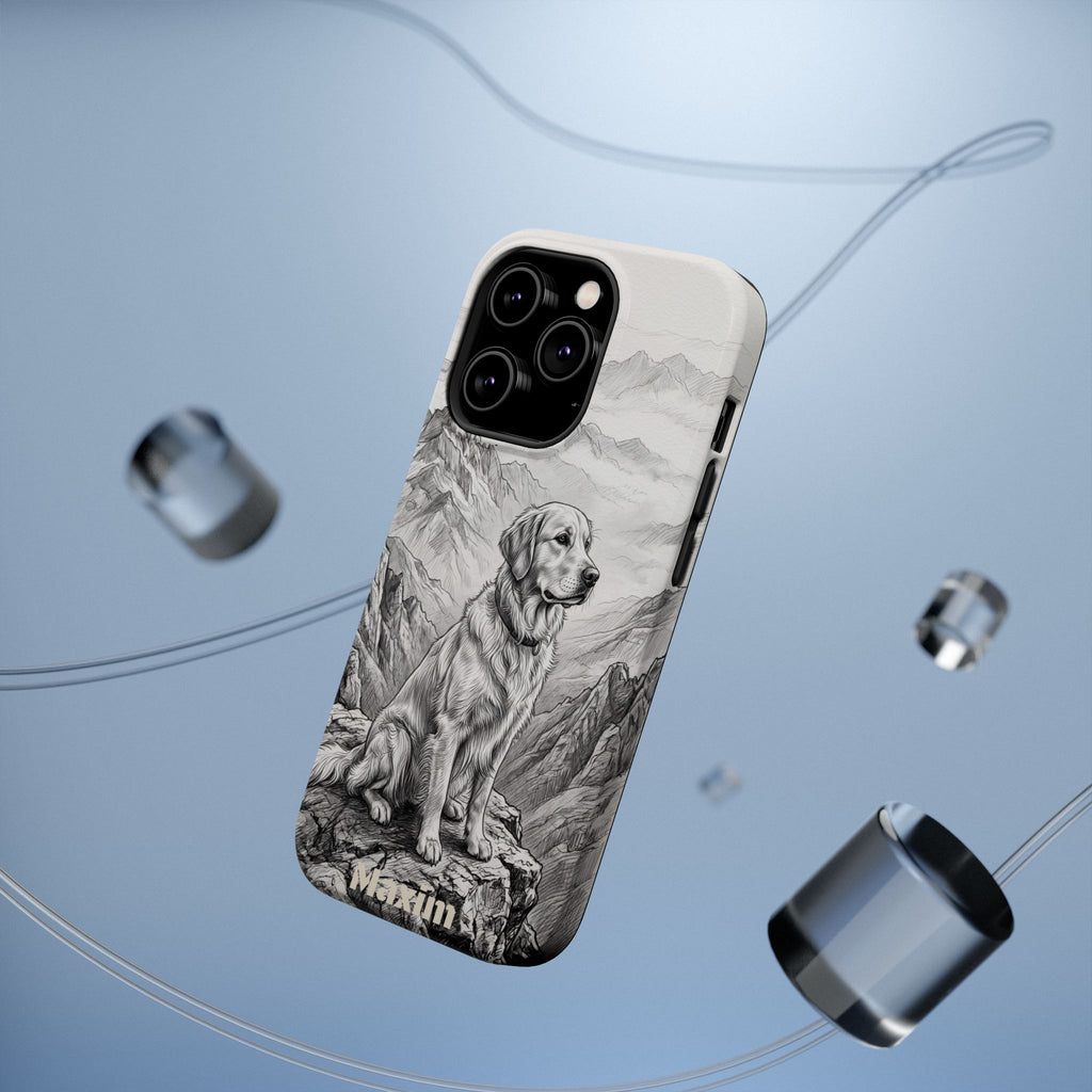 Personalized Golden Retriever Mountain Peak Phone Case — Wireless Charging Cover
