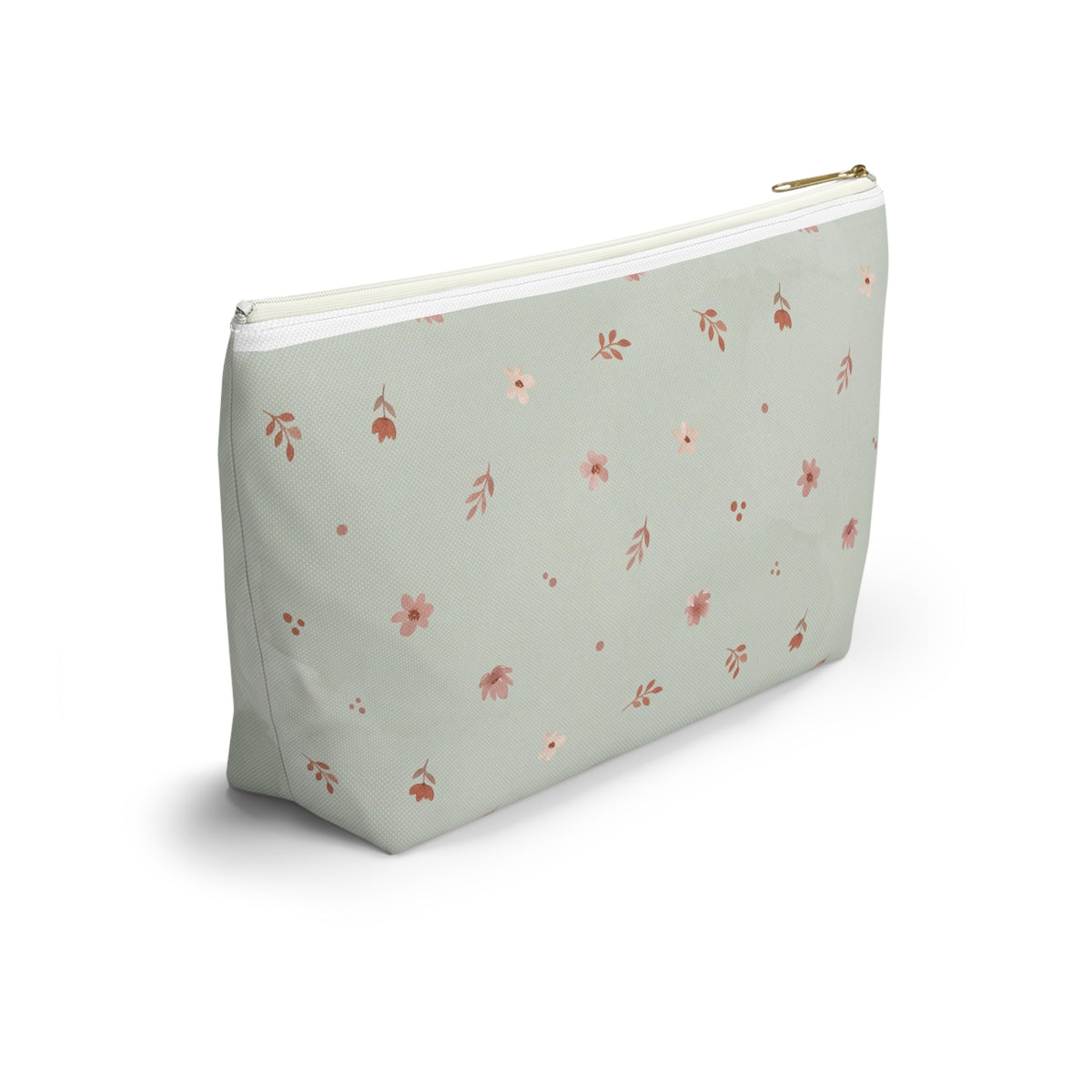 Teacher Floral Watercolor Accessory Pouch — T-Bottom Zipper Bag