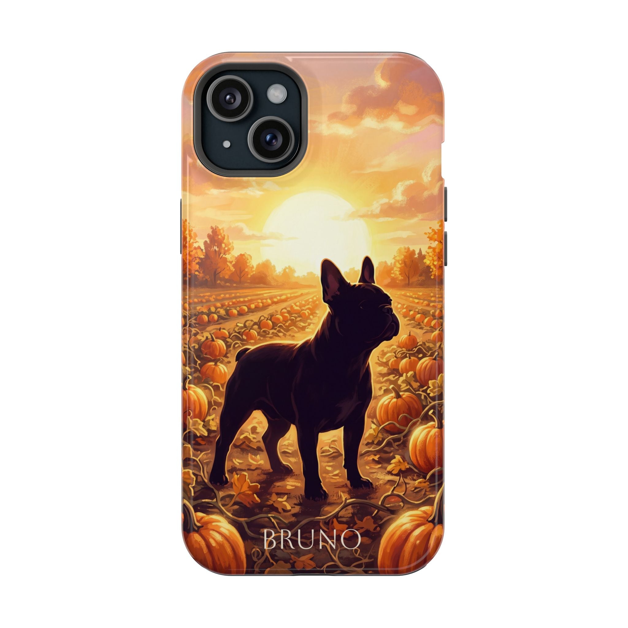 Personalized French Bulldog Pumpkin Patch Phone Case — Wireless Charging Cover