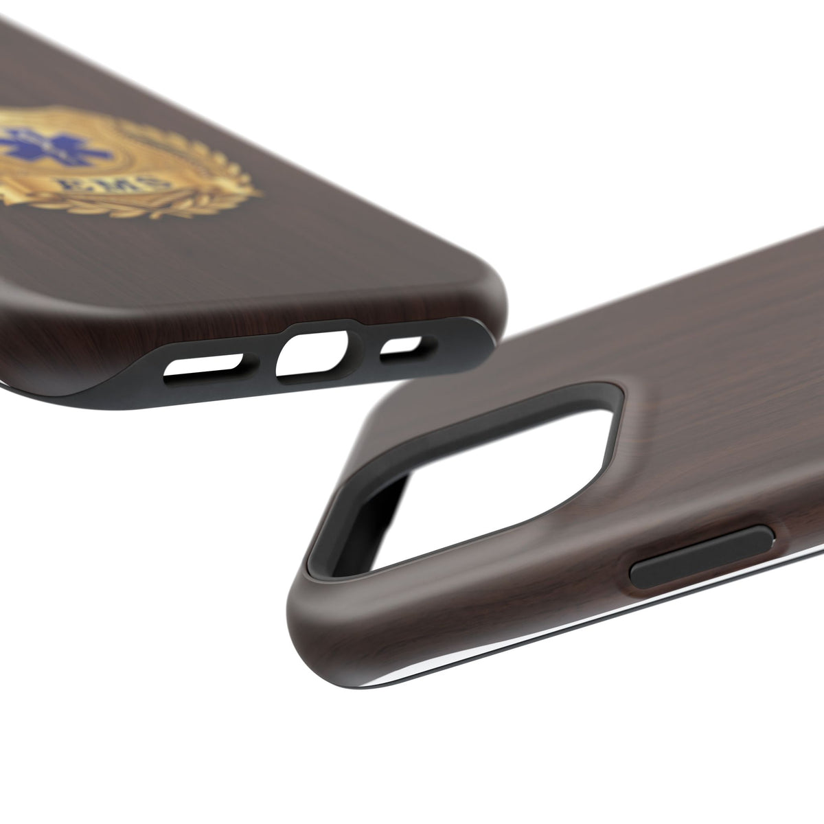 Gold EMS Laurel Badge Wood Phone Case — Magnetic Wireless Charging Cover