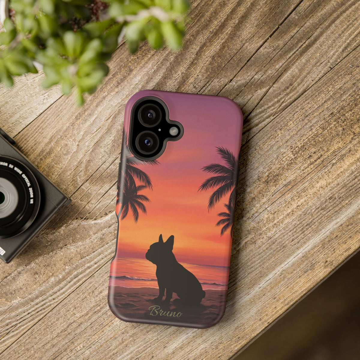 Personalized French Bulldog Tropical Beach Phone Case — Wireless Charging Cover