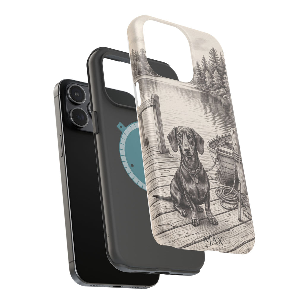 Personalized Dachshund Sunset Beach Phone Case — Wireless Charging Cover