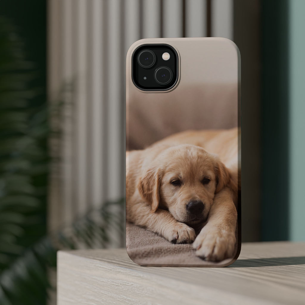 Golden Retriever Puppy Phone Case — Impact-Resistant Wireless Charging Cover