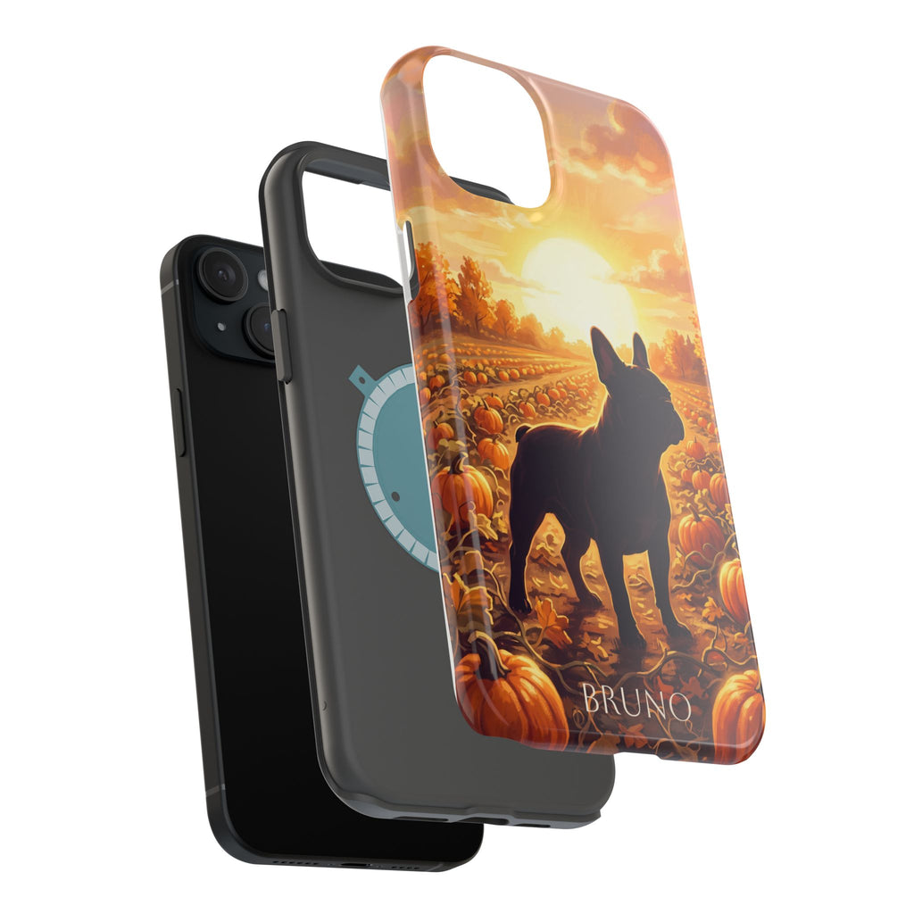 Personalized French Bulldog Pumpkin Patch Phone Case — Wireless Charging Cover