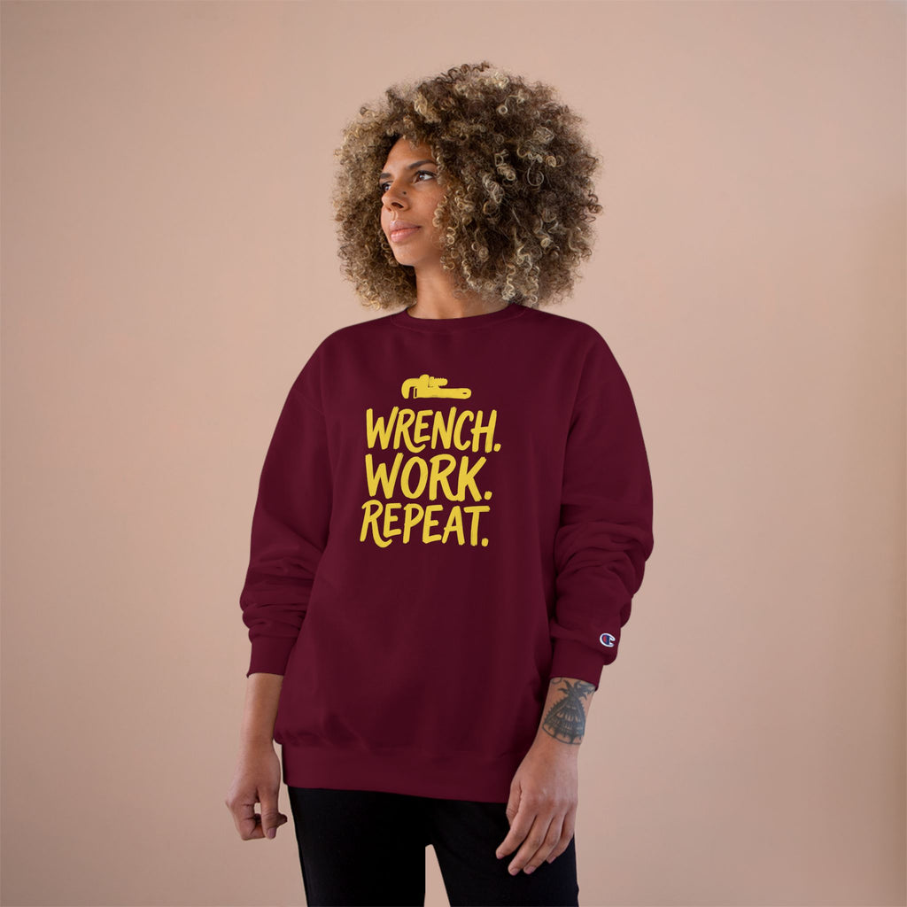 Wrench Work Repeat Plumber Sweatshirt | Funny Plumber Gift Crewneck