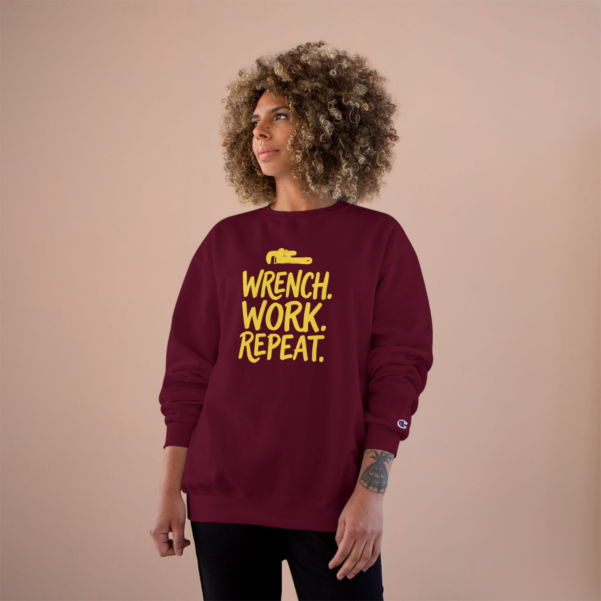 Wrench Work Repeat Plumber Sweatshirt | Funny Plumber Gift Crewneck
