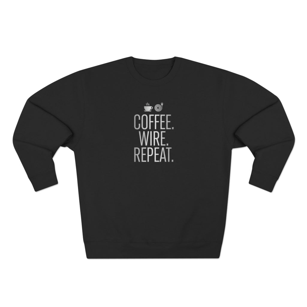 Coffee Wire Repeat Electrician Sweatshirt | Funny Electrician Gift Crewneck
