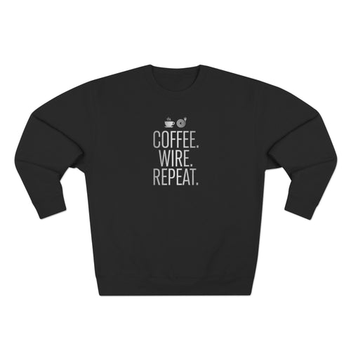Coffee Wire Repeat Electrician Sweatshirt | Funny Electrician Gift Crewneck