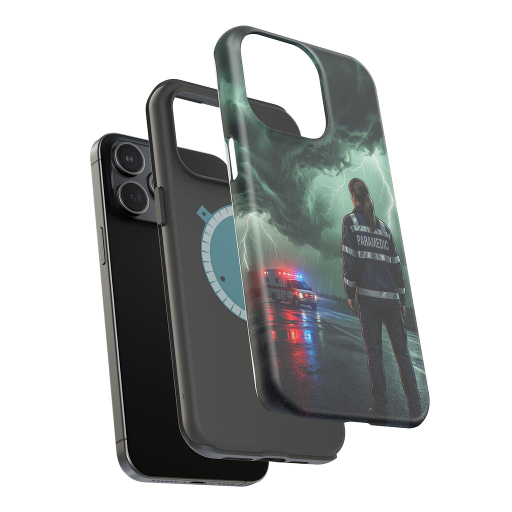 Female Paramedic Green Storm Phone Case — Magnetic Wireless Charging Cover