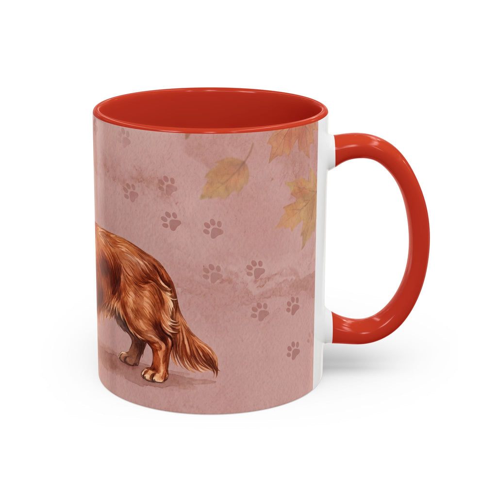 Dachshund Lover Mug | Long-Haired Wiener Dog with Plaid Bandana, Dusty Rose Watercolor Dog Gift