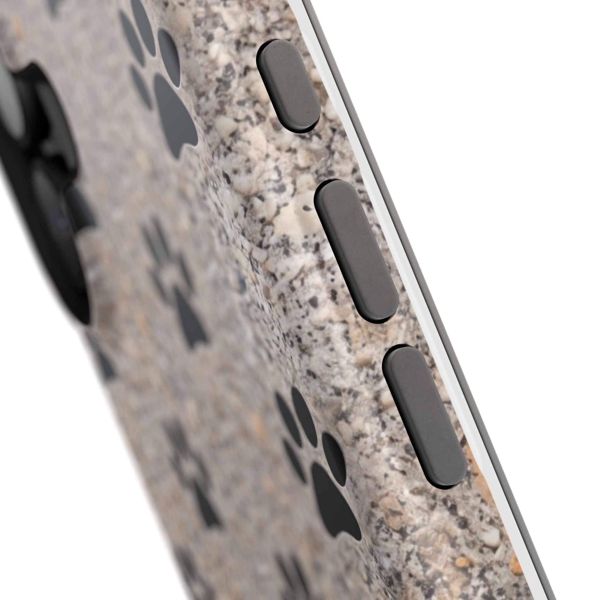 "A True Friend Leaves Paw Prints On Your Heart" Phone Case | Sentimental Stone-Texture Dog Paw Print Case | iPhone & Samsung