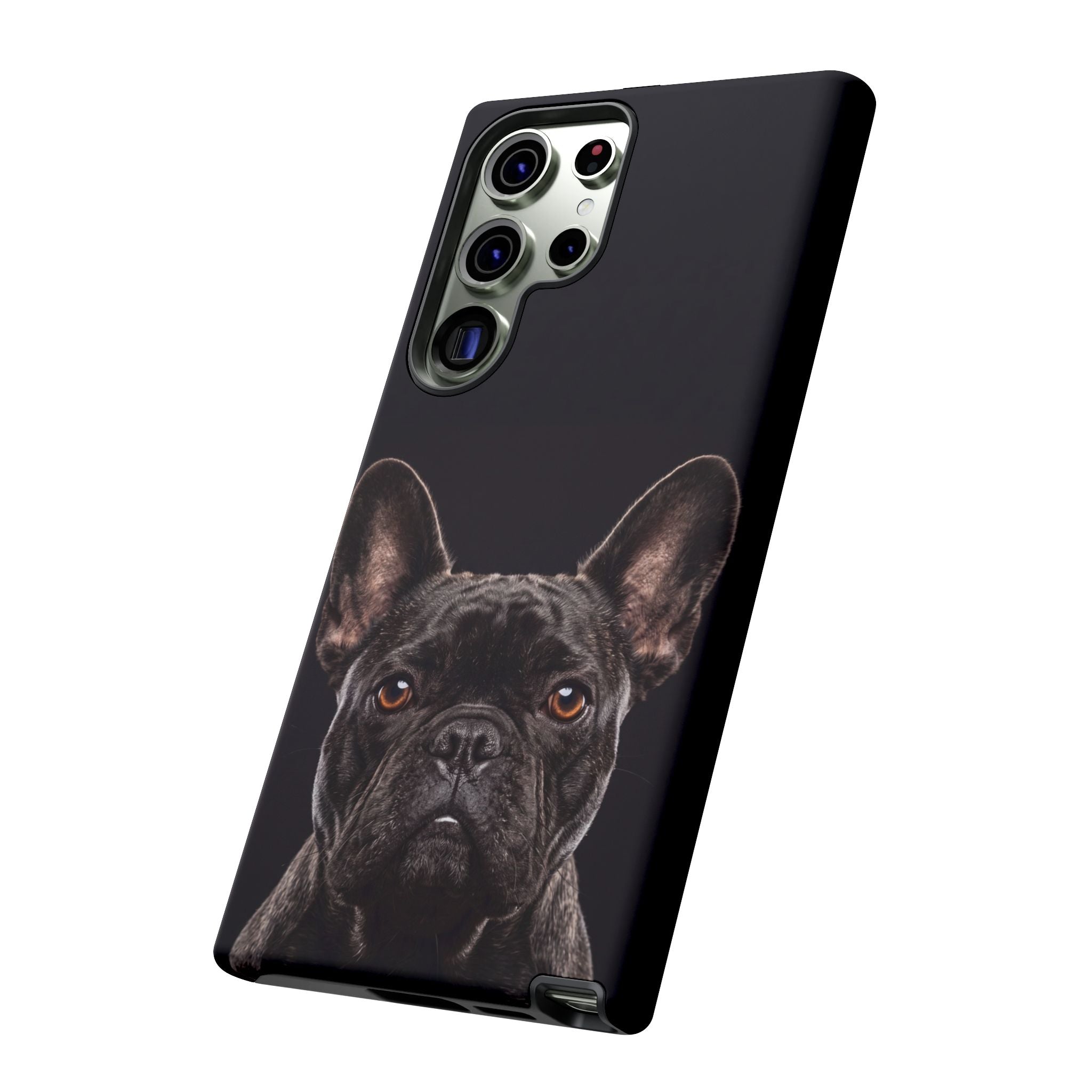 Front-Facing French Bulldog Phone Case | Dramatic Black Studio Portrait | Samsung & iPhone