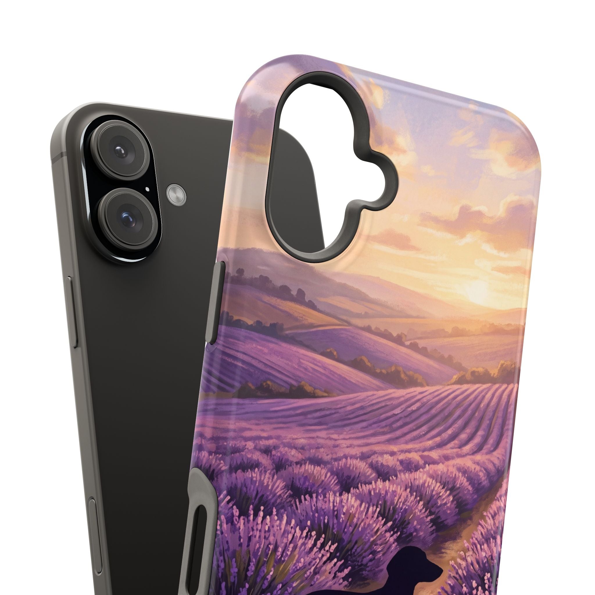 Personalized Dachshund Lavender Field Phone Case — Wireless Charging Cover