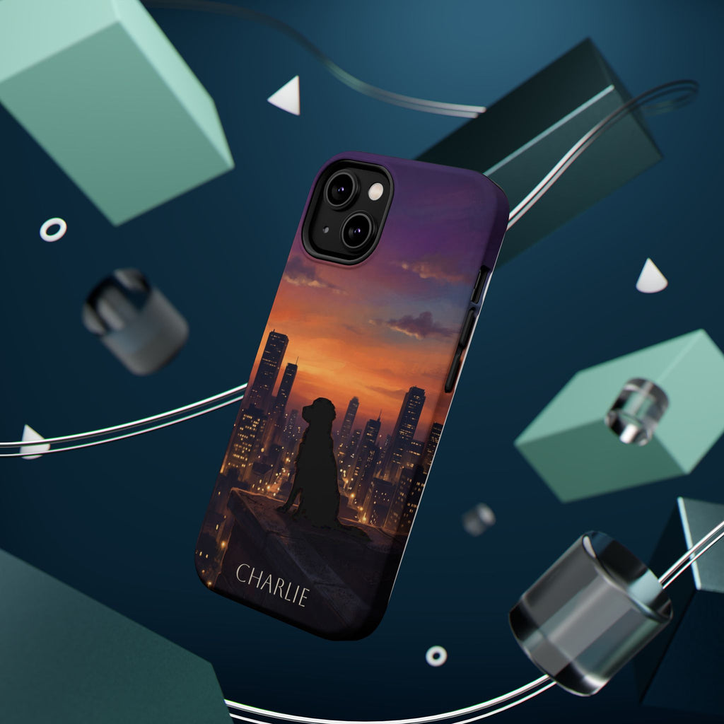 Personalized Golden Retriever City Skyline Phone Case — Wireless Charging Cover