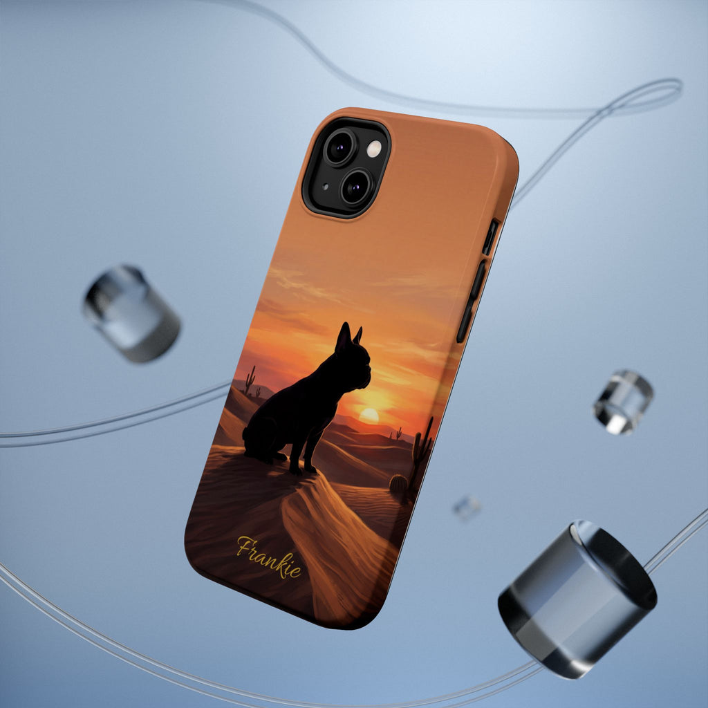 Personalized French Bulldog Desert Sunset Phone Case — Wireless Charging Cover