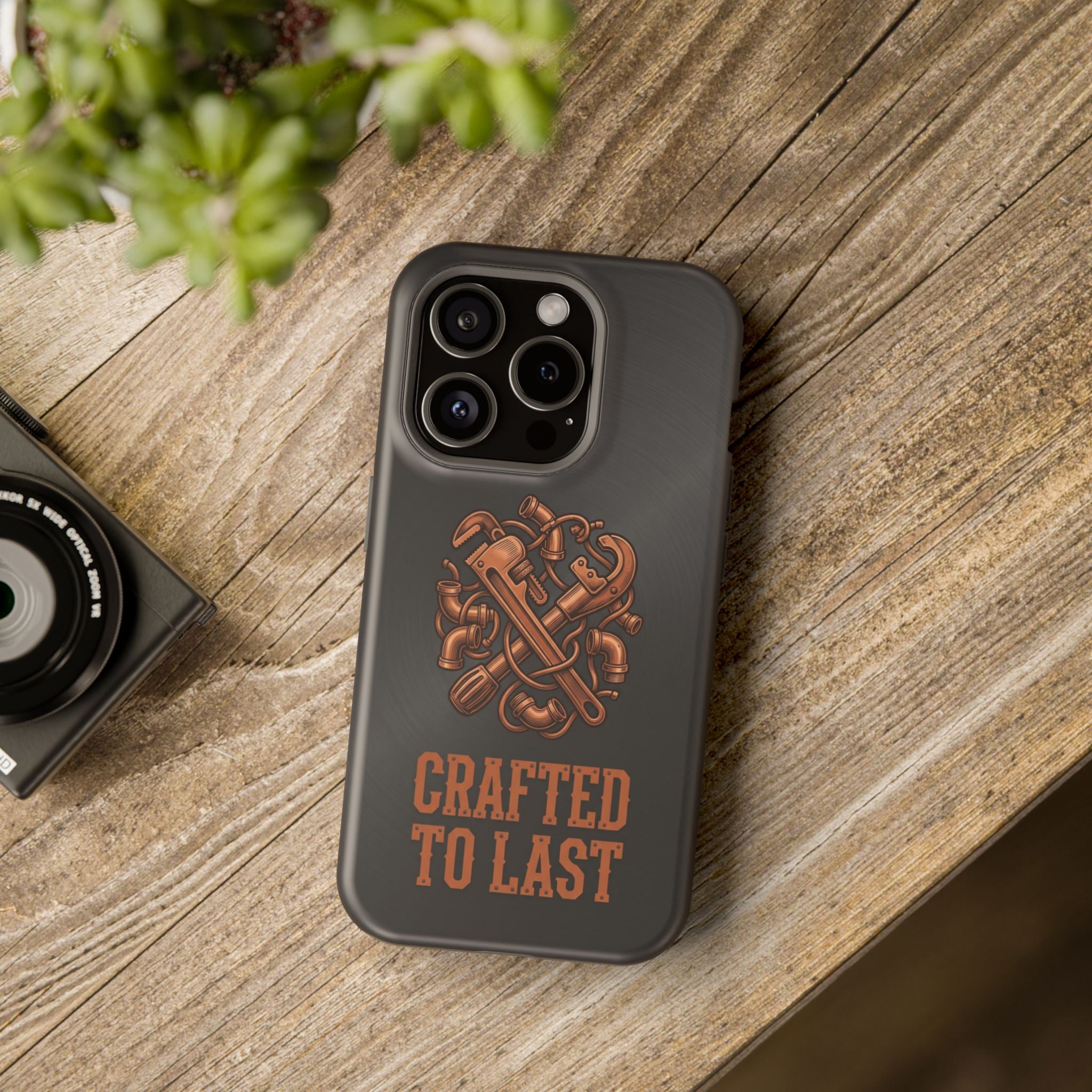Crafted to Last Phone Case — Crossed Wrenches Wireless Charging Cover