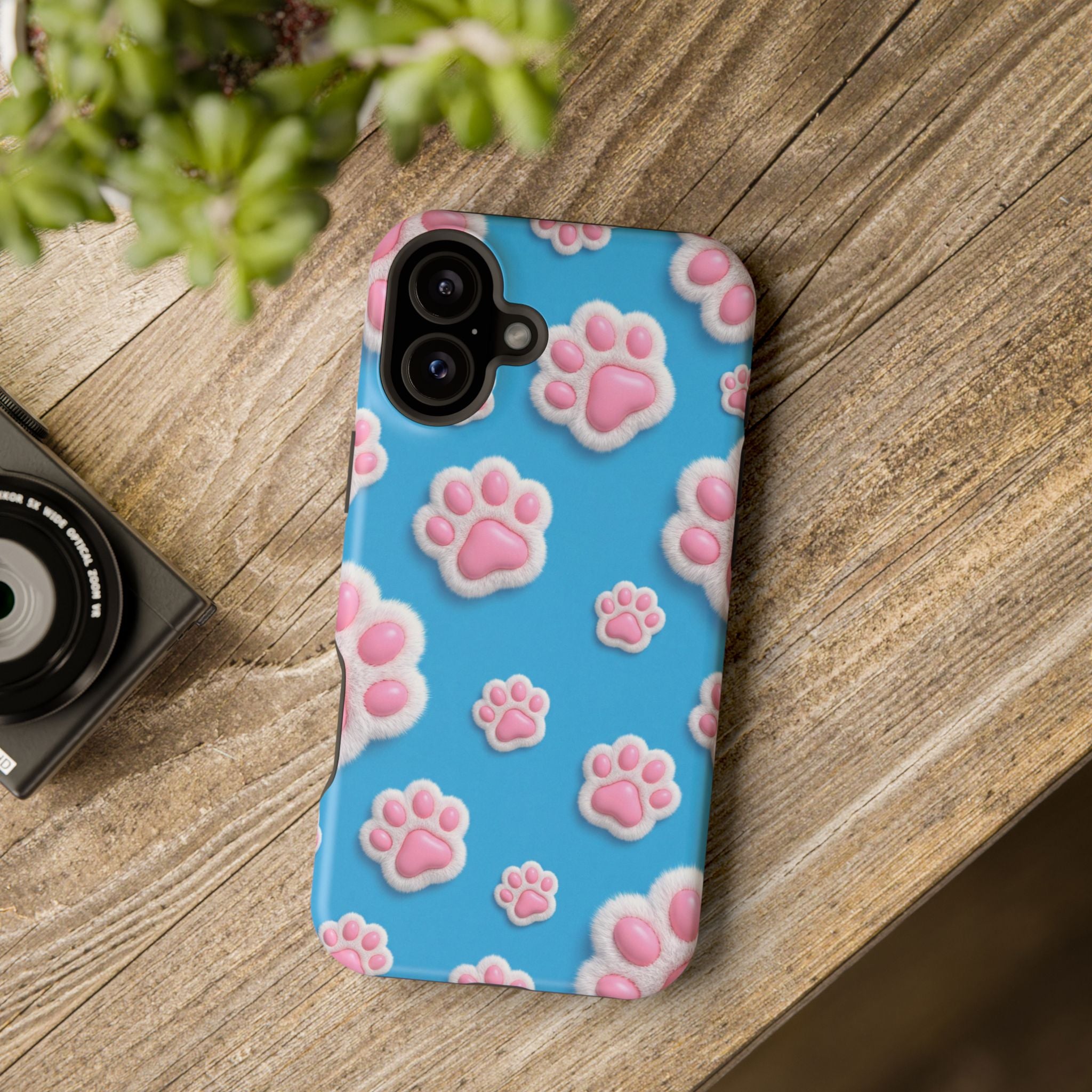 Fluffy Paw Print Phone Case | Cute 3D Pink Paw Pattern Case for Dog & Cat Lovers | iPhone & Samsung