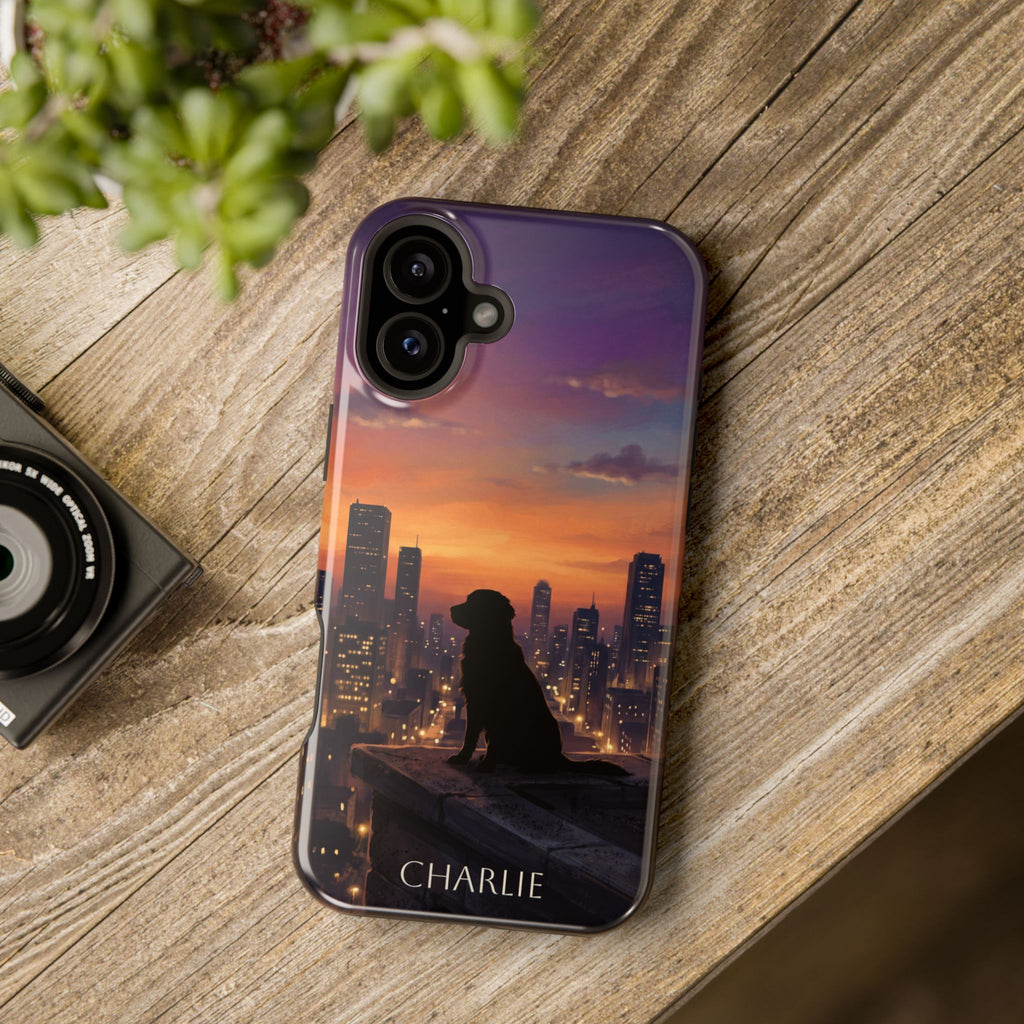 Personalized Golden Retriever City Skyline Phone Case — Wireless Charging Cover