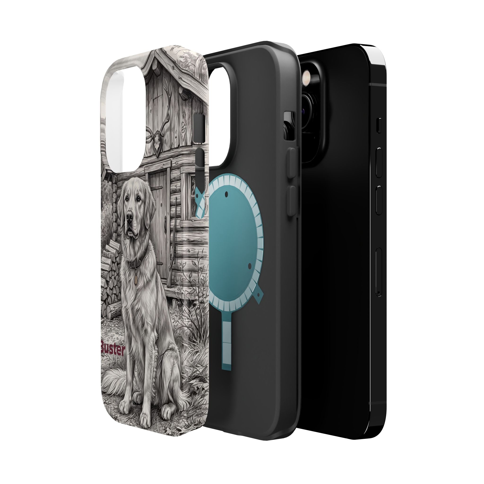 Personalized Golden Retriever Cabin Porch Phone Case — Wireless Charging Cover