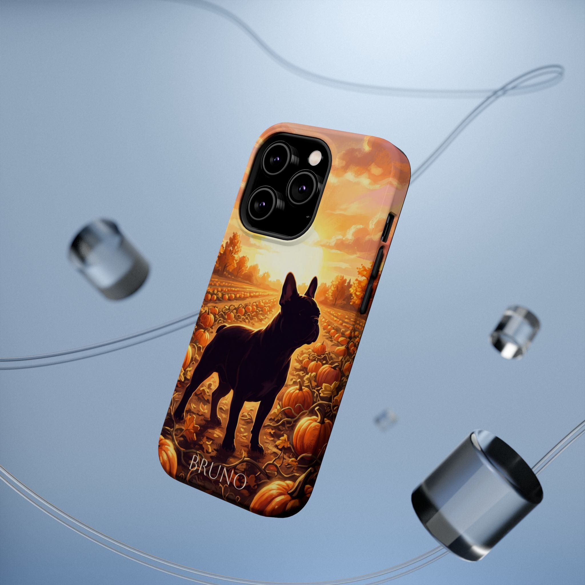 Personalized French Bulldog Pumpkin Patch Phone Case — Wireless Charging Cover