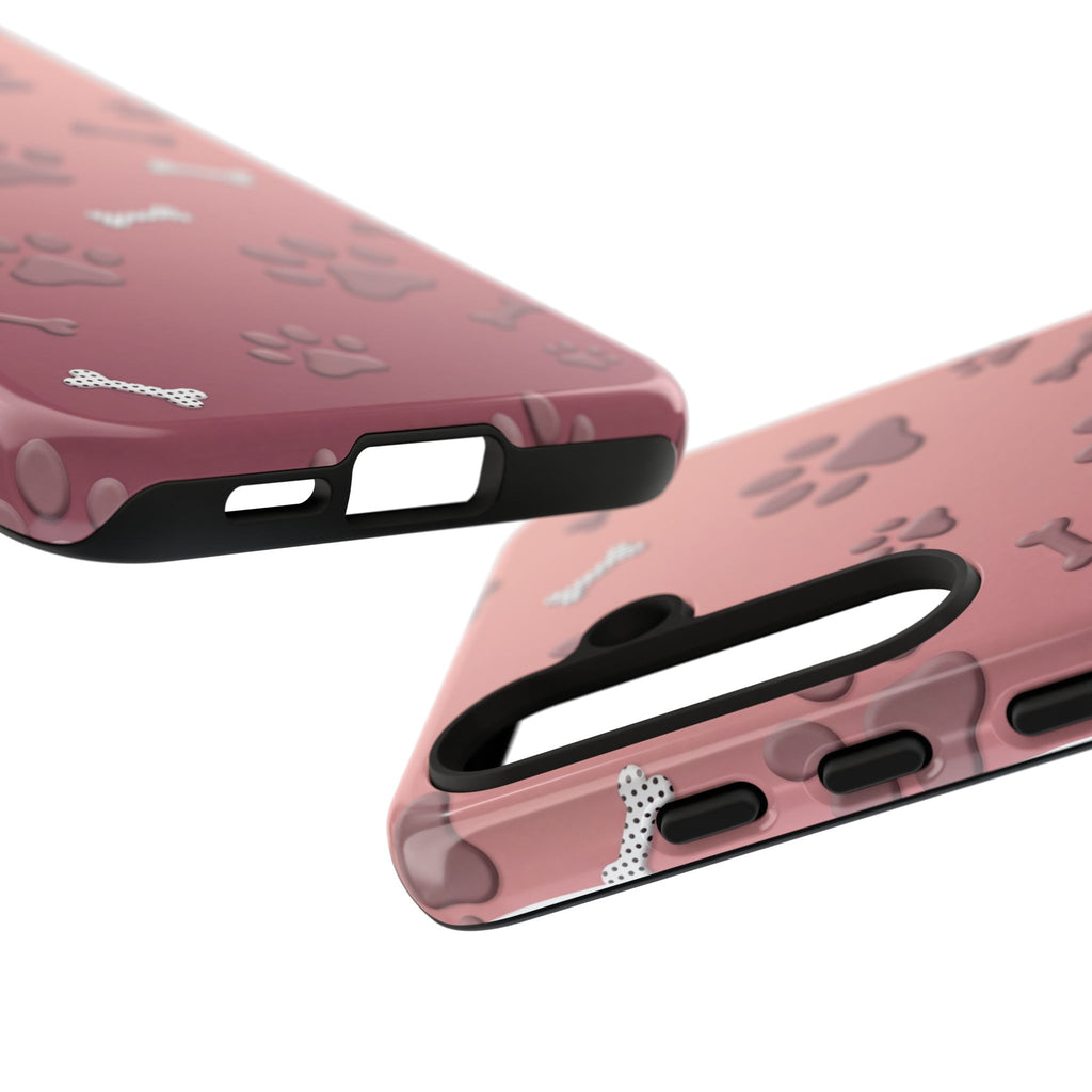 iPhone & Samsung Phone Case | Paw Print & Bone  | Dusty Rose Pattern Case for Frenchie Lovers