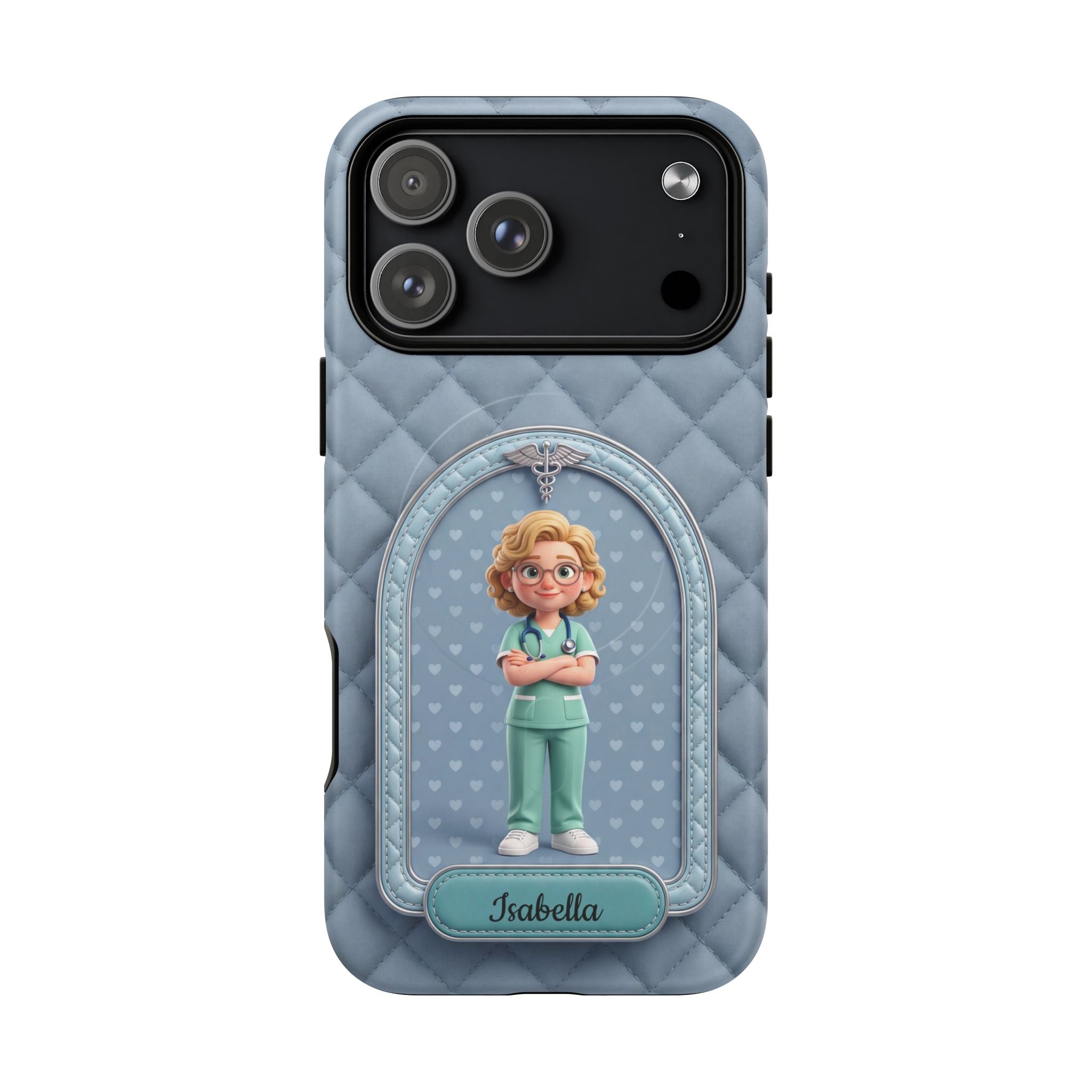 Personalized Nurse Phone Case | Quilted Badge Design, Custom Name iPhone Case