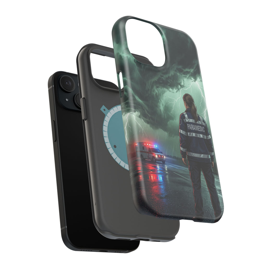 Female Paramedic Green Storm Phone Case — Magnetic Wireless Charging Cover