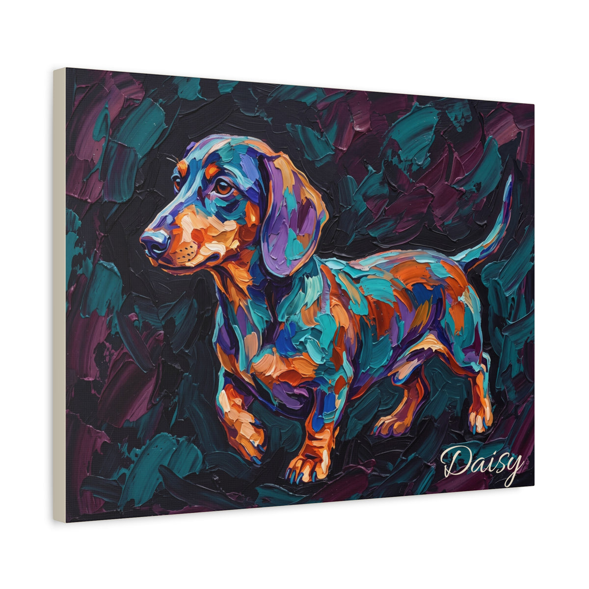 Dachshund Personalized Canvas | Palette Knife Painting Wall Art