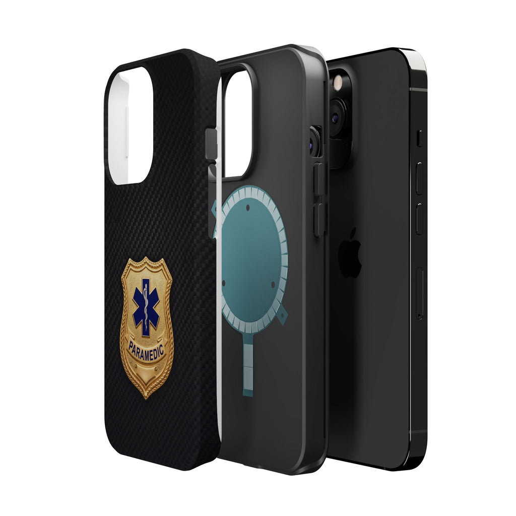 Gold Paramedic Badge Black Phone Case — Magnetic Wireless Charging Cover