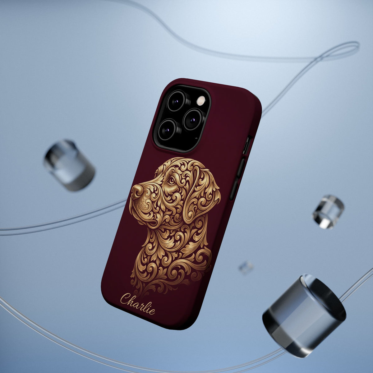 Personalized Gold Filigree Labrador Phone Case — Tough Magnetic Case with Wireless Charging